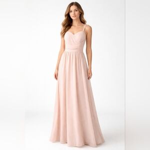 Lan Ting ♥︎ Bride Blush Formal Gown With Bow Satin Lined Dress Size 4